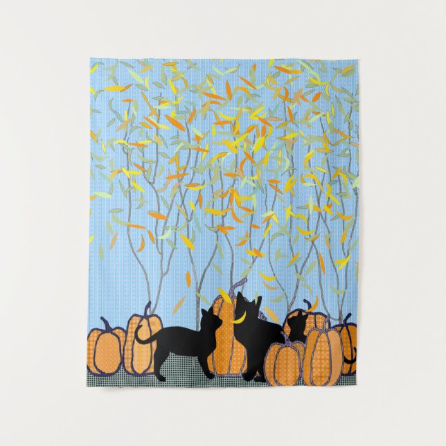 Pussycats and Pumpkins Tapestry (Front)