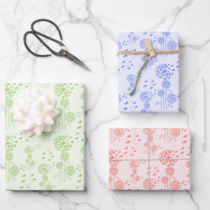 pustard trees with 3 colors wrapping paper sheet
