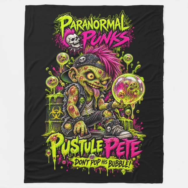 Pustule Pete - Paranormal Punks Fleece Blanket (Front)