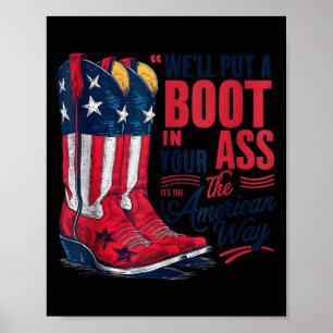 Put a boot in western cowgirl 4th of july tank poster