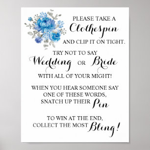 Put a Clothespin Bridal Shower Game Sign