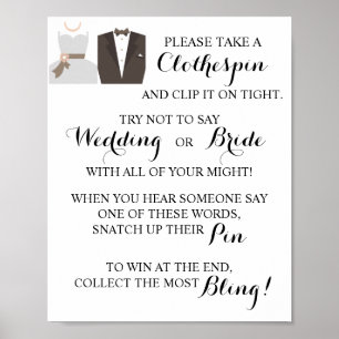 Put a Clothespin Bridal Shower Game Sign