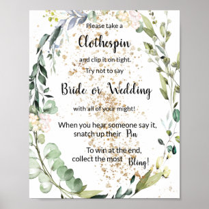 Put a Clothespin Herbal Shower Game Sign