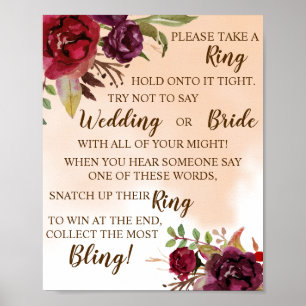 Put a Ring on   Burgundy Bridal Shower Game Sign