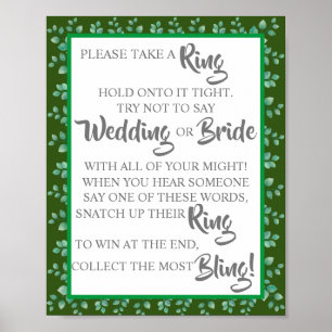 Put a Ring on Eucalyptus Bridal Shower Game Sign