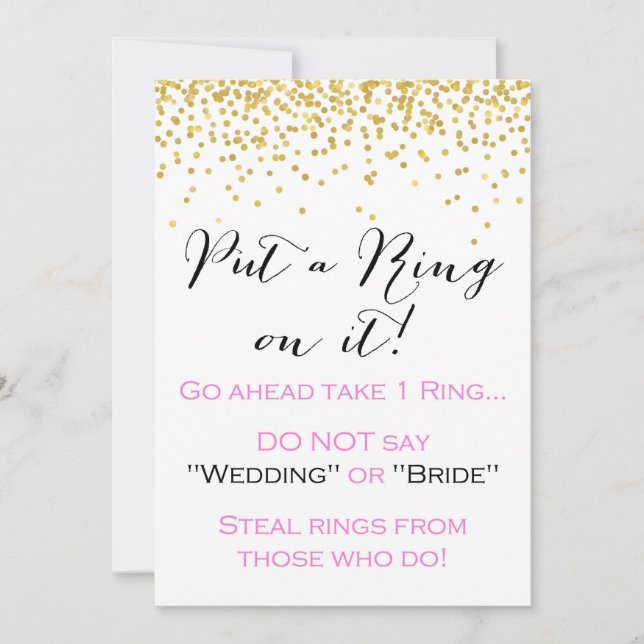 Put a Ring on it 5x7" Sign Invitation (Front)