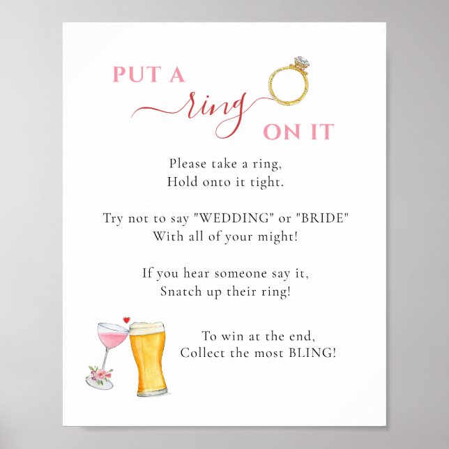 Put a ring on it  Bridal shower game Poster (Front)