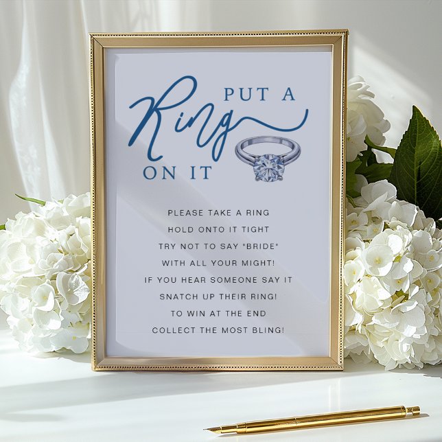 Put a Ring On It Bridal Shower Game Sign (Bridal Shower Ring Game Sign)