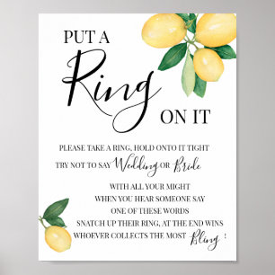 Put a Ring on it Lemons Bridal Shower Game sign