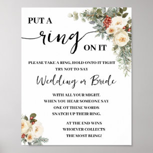 Put a Ring On Winter White Bridal Shower Game Sign