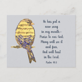 Put a Song in my Heart Bible Scripture Bird Postcard