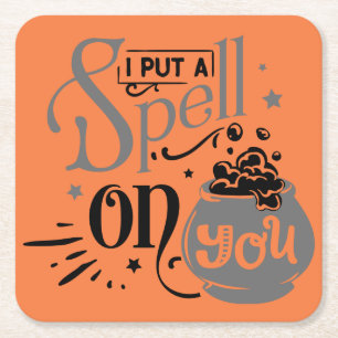 Put A Spell On You Simple Halloween Square Paper Coaster