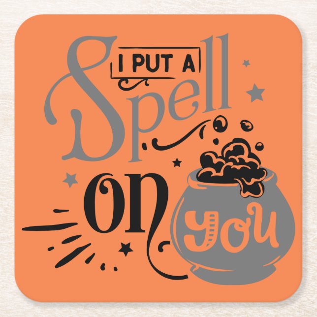 Put A Spell On You Simple Halloween  Square Paper Coaster (Front)