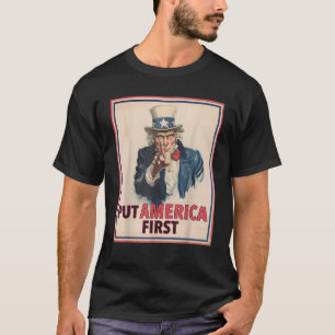 Put America First Poster Trump 2024 Patriotic Amer T-Shirt