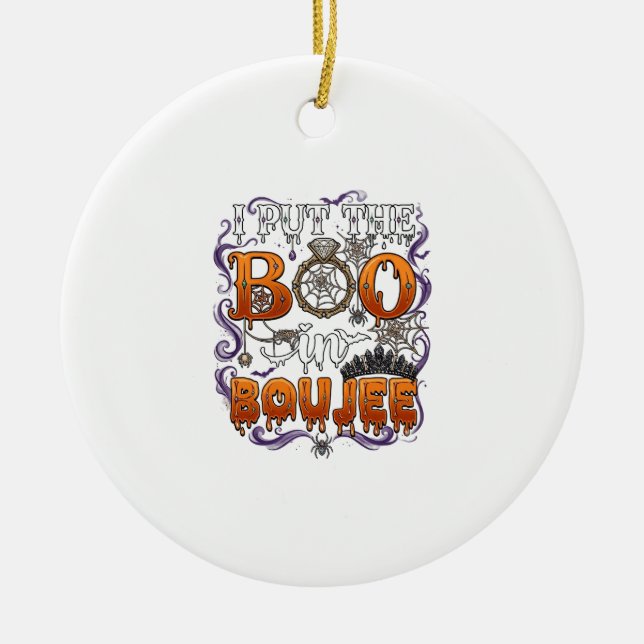 Put Boo Boujee Halloween Diamond Ring Crown_1 Ceramic Tree Decoration (Front)