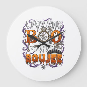 Put Boo Boujee Halloween Diamond Ring Crown_1 Large Clock