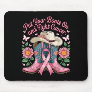 Put Boots On and Fight Cancer - Breast Cancer Mouse Mat