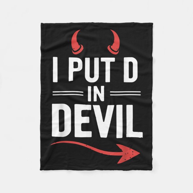 Put D in Devil Funny Halloween Matching Couple Fleece Blanket (Front)