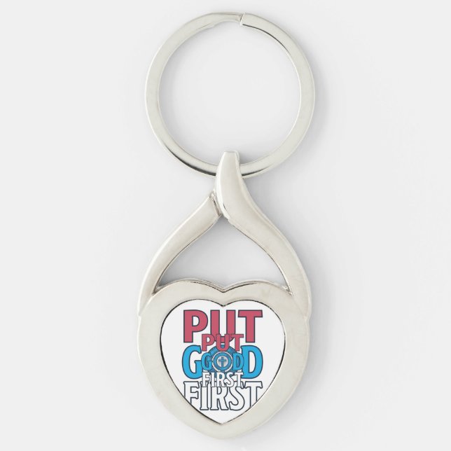 Put God First Christian Quote Vector Key Ring (Front)