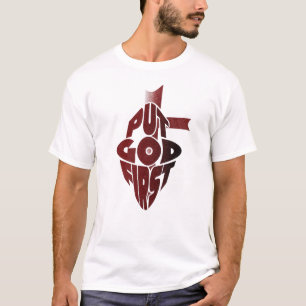 Put God First Retro Christian T-Shirt   Faith Typo