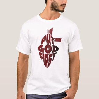 Put God First Retro Christian T-Shirt | Faith Typo