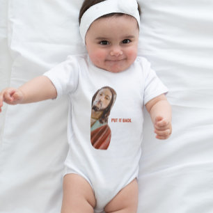Put It Back Funny Jesus On White background Baby Bodysuit