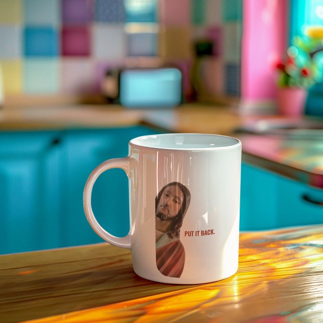 Put It Back Funny Jesus On White background Coffee Mug (Creator Uploaded)