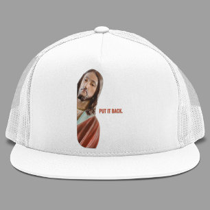 Put It Back Funny Jesus On White background Trucker Hat