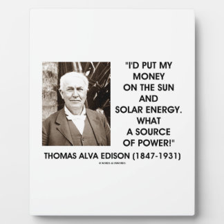 Put My Money On Sun Solar Energy Source Of Power Plaque