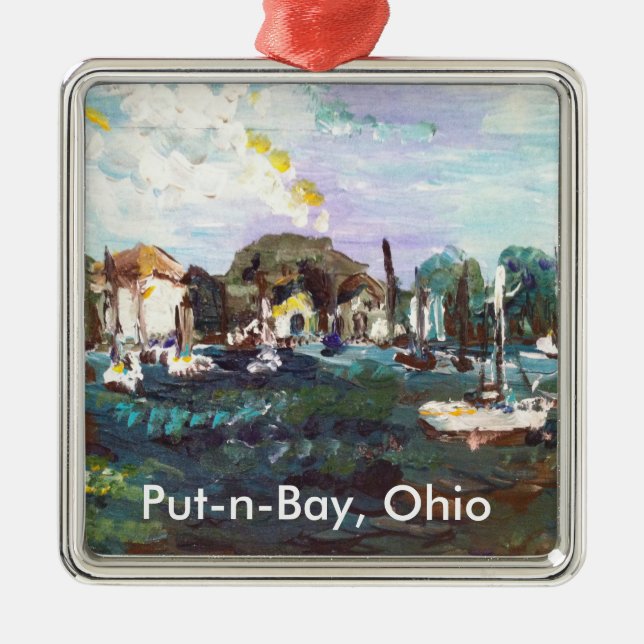 Put-n-Bay Lake Erie Island Painting #2 Metal Tree Decoration (Front)