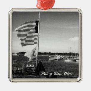 Put-n-Bay, Ohio American Flag Boat Ornament