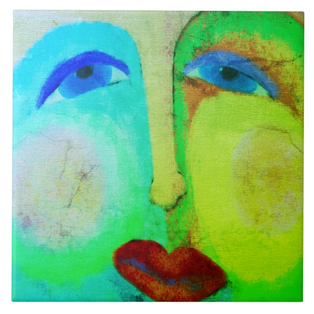 Put on a Happy Face Abstract Art Tile (Front)