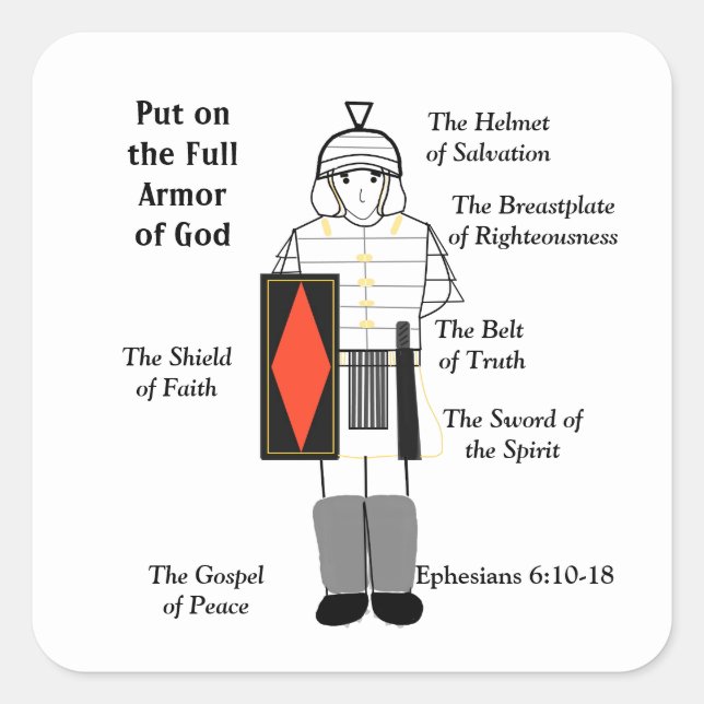 Put on the Armour of God Square Sticker (Front)