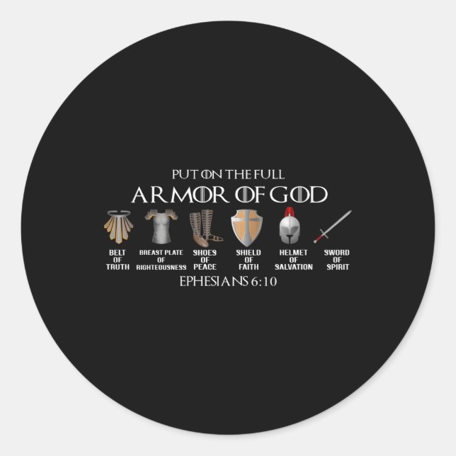 Put On The Full Armour Of God Belt Of Truth Breast Classic Round Sticker (Front)