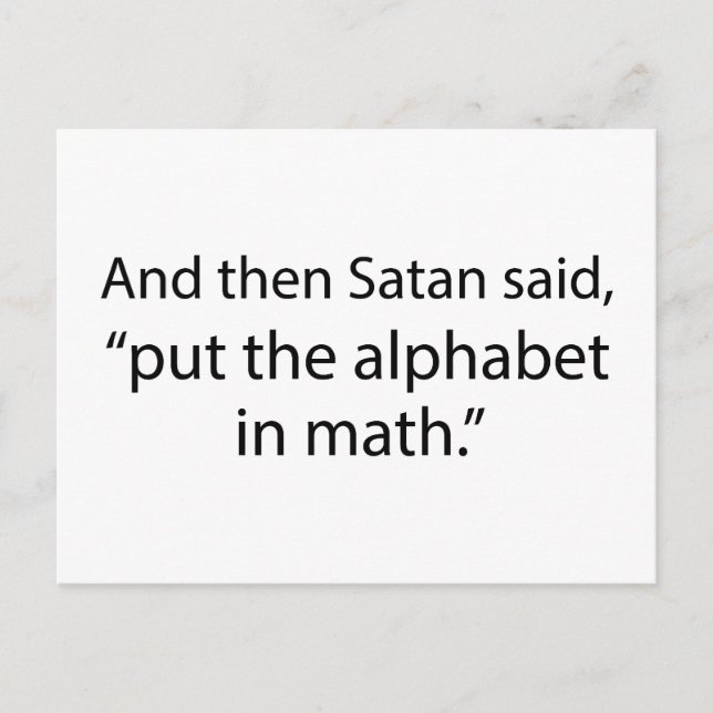 Put The Alphabet In Math Postcard (Front)