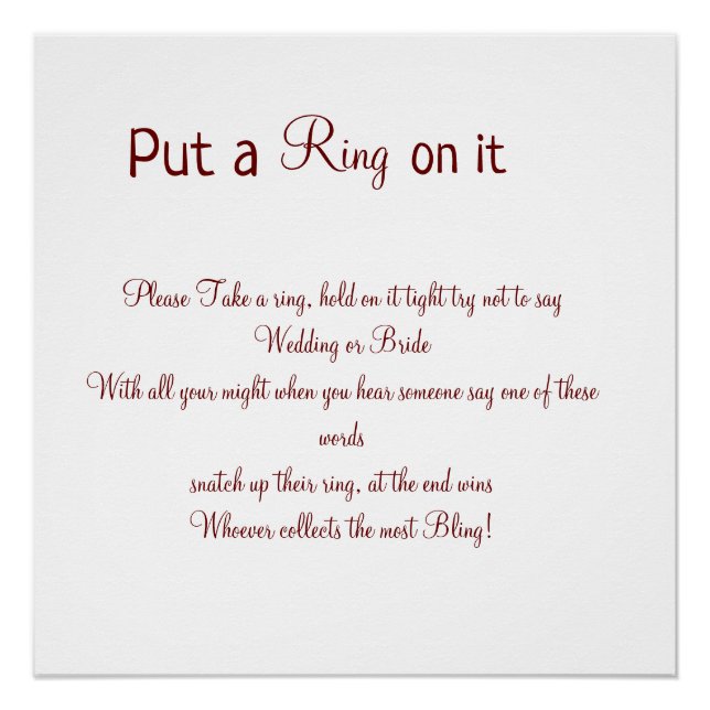 Put the ring on it wedding bride groom part poster (Front)