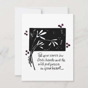 Put Your Cares in God's Hands B&W art Card