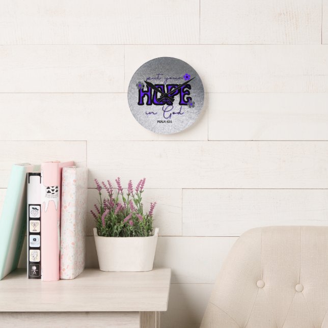 Put Your Hope in God Metallic Texture Clock (Reading Room)