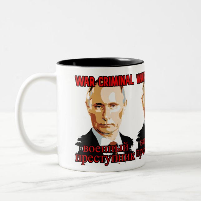 putin-2980748 war criminal Two-Tone coffee mug (Left)