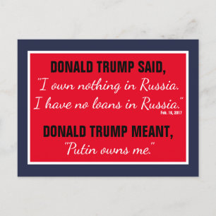 Putin Owns Trump Russia President Politics Postcard