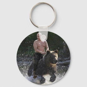 Putin rides a bear! key ring