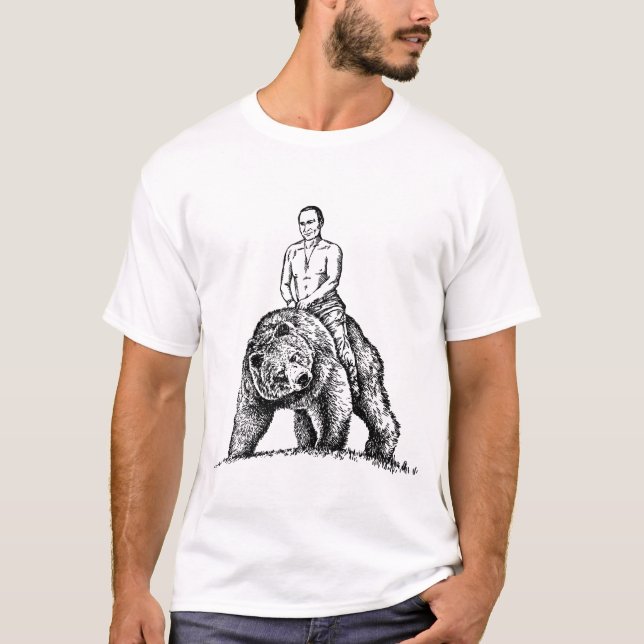 Putin Riding a Bear Russia Politics T-Shirt (Front)