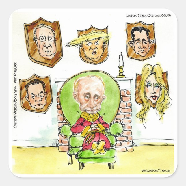 Putin The Hunter Gets Not My President Trump Square Sticker (Front)