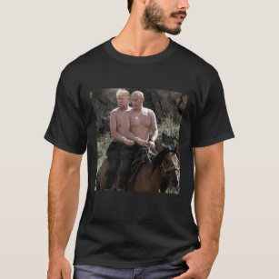 Putin Trump Riding Horse Russia Humor T-Shirt