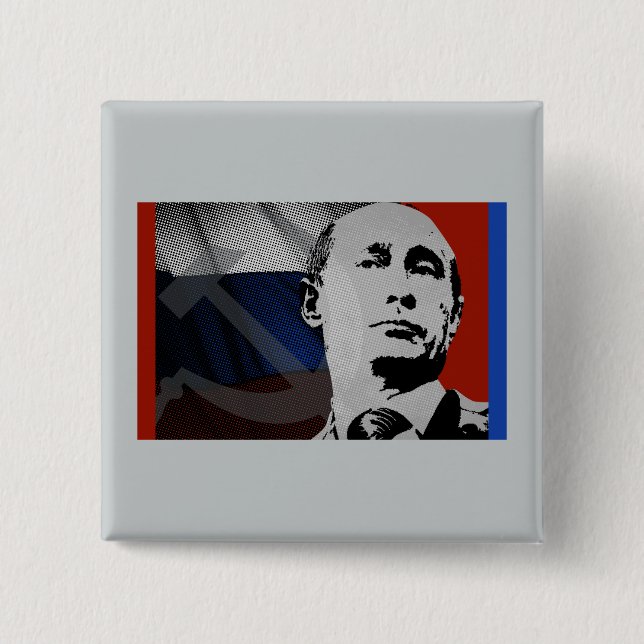 Putin with Russian Flag 15 Cm Square Badge (Front)