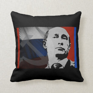 Putin with Russian Flag Cushion