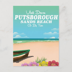 Putsborough Sands Beach Devon travel poster Postcard