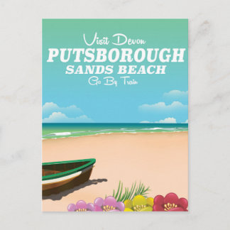 Putsborough Sands Beach Devon travel poster Postcard