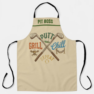 Putt Grill Chill Repeat - Funny Golf BBQ Apron