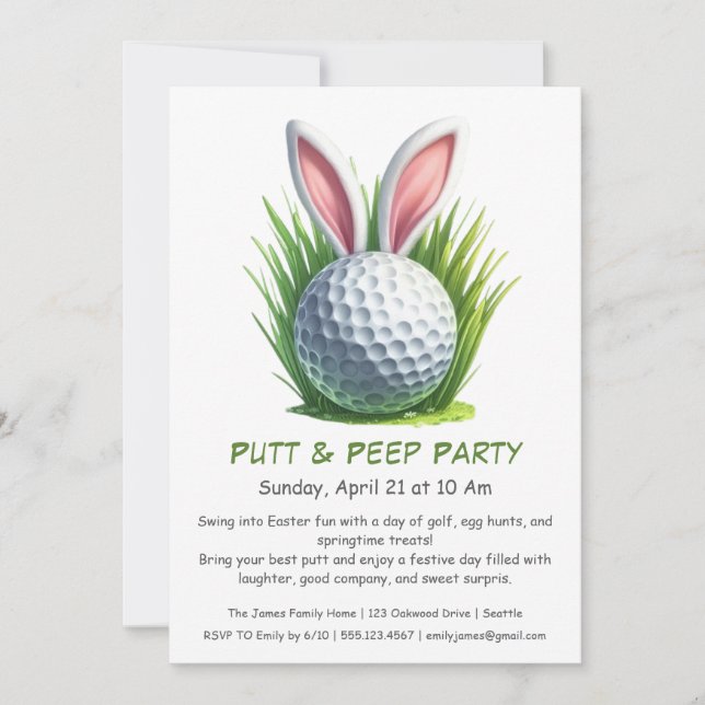 Putt & Peep Party Easter Golf Invitation (Front)